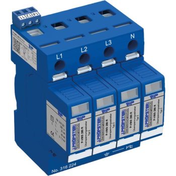   J.Pröpster 316225 TF P-VMS 280 Fm R 3+1 Túlfeszültség-levezető 2-es típus, 3+1 pólus, távjelzővel, LN 280V, N-PE 255V ( J.Pröpster 316225 )