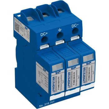   J.Pröpster 316701 TF P-VYS 1000 R PV Túlfeszültség-levezető 2-es típus, földelt és nem földelt rendszerekhez, távjelző nélkül, 1000V DC ( J.Pröpster 316701 )