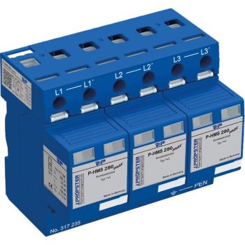   J.Pröpster 317235 TF P-HMS 280 Túlfeszültség-levezető 1+2-es típus, 3 pólus, távjelző nélkül, LN 280V, N-PE 255V ( J.Pröpster 317235 )