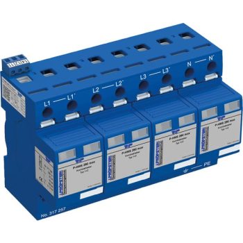   J.Pröpster 317257 TF P-HMS 280 Fm max 4 Túlfeszültség-levezető 1+2-es típus, 4 pólus, távjelzővel, LN 280V, N-PE 255V ( J.Pröpster 317257 )