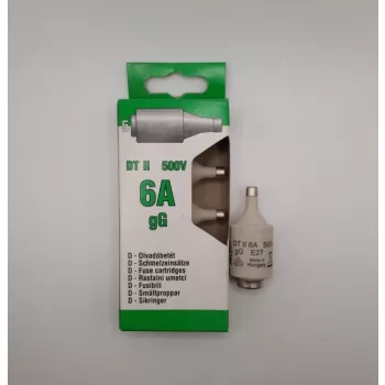   KVGY DOL II ( DT II ) 6A, Diazed lomha, olvadó porcelán biztosítóbetét, E27-es foglalat, 500V