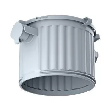   Kaiser 1281-00 HaloX 100 lámpadoboz LED és halogén lámpákhoz beton zsaluzatba, 2 db M20/25 bevezető nyílás bordás gégecsövekhez. Mélység: 110 mm Átmérő: 130mm