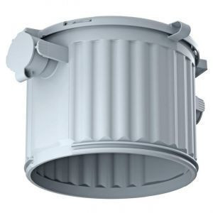 Kaiser 1281-00 HaloX 100 lámpadoboz LED és halogén lámpákhoz beton zsaluzatba, 2 db M20/25 bevezető nyílás bordás gégecsövekhez. Mélység: 110 mm Átmérő: 130mm