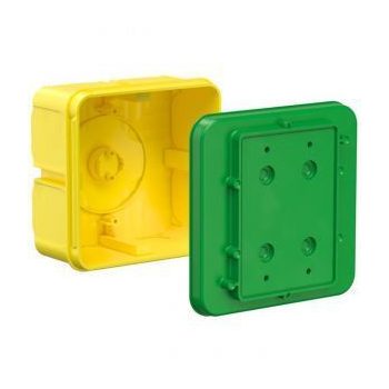   Kaiser 1295-02 128×128 mm-es elágazó és kötődoboz + előlap beton oldalfalazatba. Mélység: 80 mm