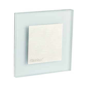   Kanlux 23107 APUS LED CW szögletes beltéri lépcsővilágító lámpa rozsdamentes acél színben, 15 lm, 0,8W teljesítmény, 50000 h élettartammal, IP20 védettséggel, 12V DC, 6500 K (Kanlux 23107)