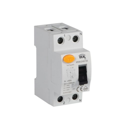 Kanlux 23203 KRD6-2/40/100 áram-védőkapcsoló (Fi-relé), AC osztály, 2P, 40A, 100mA (Kanlux 23203)