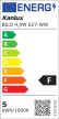 Kanlux 23419 BILO 4,9W E27-WW fényforrás, E27 foglalat, 470lm, 4,9W teljesítmény, 15000h élettartammal, 220-240V, 3000K (Kanlux 23419)