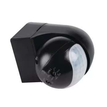   Kanlux 23459 ALER MINI-B kültéri oldalfali mozgásérzékelő, H140/V45° érzékelési szög, 3-2000 Lux beállítható megvilágítás, 10mp-15p beállítható időkésleltetés, IP44, fekete (Kanlux 23459)
