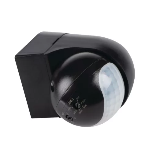 Kanlux 23459 ALER MINI-B kültéri oldalfali mozgásérzékelő, H140/V45° érzékelési szög, 3-2000 Lux beállítható megvilágítás, 10mp-15p beállítható időkésleltetés, IP44, fekete (Kanlux 23459)