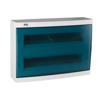   Kanlux 23615 KDB-S36T KDB műanyag kiselosztó, 36 modul, 2 sor, IP30, kék színű átlátszó ajtóval, falon kívüli (Kanlux 23615)