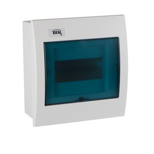 Kanlux 23616 KDB-F06T KDB műanyag kiselosztó, 6 modul, 1 sor, IP30, kék színű átlátszó ajtóval, süllyesztett (Kanlux 23616)
