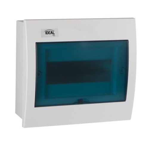 Kanlux 23617 KDB-F08T KDB műanyag kiselosztó, 8 modul, 1 sor, IP30, kék színű átlátszó ajtóval, süllyesztett (Kanlux 23617)