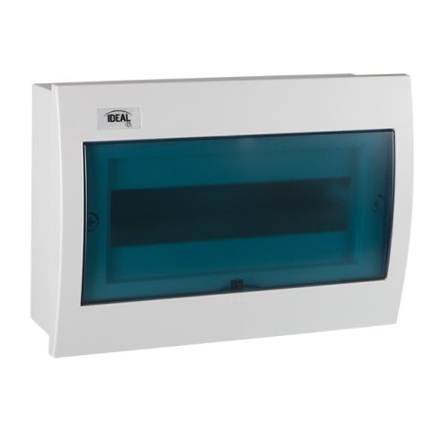 Kanlux 23618 KDB-F12T KDB műanyag kiselosztó, 12 modul, 1 sor, IP30, kék színű átlátszó ajtóval, süllyesztett (Kanlux 23618)