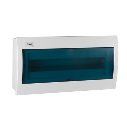 Kanlux 23619 KDB-F18T KDB műanyag kiselosztó, 18 modul, 1 sor, IP30, kék színű átlátszó ajtóval, süllyesztett (Kanlux 23619)