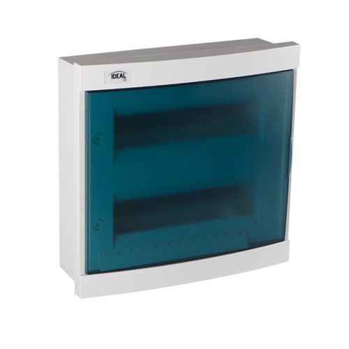 Kanlux 23620 KDB-F24T KDB műanyag kiselosztó, 24 modul, 2 sor, IP30, kék színű átlátszó ajtóval, süllyesztett (Kanlux 23620)