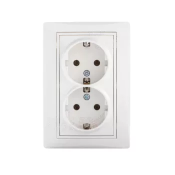   Kanlux MOWION DOMO 24740 földelt csatlakozóaljzat (dugalj) 2x2P+F fehér burkolattal, rugós bekötés, kerettel, süllyesztett, 16A 250V IP20 (Kanlux 24740)
