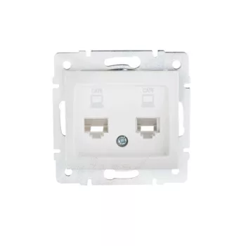   Kanlux MOWION DOMO 24756 Informatikai csatlakozóaljzat 2xRJ45, Cat6 UTP fehér burkolattal, keret nélkül (Kanlux 24756)
