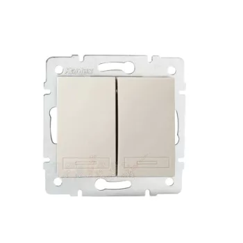  Kanlux MOWION DOMO 24774 dupla váltóérintkezős nyomó (N106+6), krém burkolattal, keret nélkül, süllyesztett, rugós bekötés, 10A 250V IP20 (Kanlux 24774)