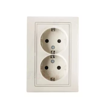   Kanlux MOWION DOMO 24799 földelt csatlakozóaljzat (dugalj) 2x2P+F krém burkolattal, rugós bekötés, kerettel, süllyesztett, 16A 250V IP20 (Kanlux 24799)