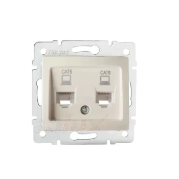   Kanlux MOWION DOMO 24815 Informatikai csatlakozóaljzat 2xRJ45, Cat6 UTP krém burkolattal, keret nélkül (Kanlux 24815)