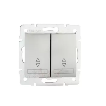   Kanlux MOWION DOMO 24837 kettős váltóérintkezős kapcsoló (106+6), ezüst burkolattal, keret nélkül, süllyesztett, rugós bekötés, 10A 250V IP20 (Kanlux 24837)