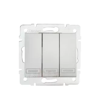   Kanlux MOWION DOMO 24840 Hármas kapcsoló, ezüst burkolattal, keret nélkül, süllyesztett, rugós bekötés, 10A 250V IP20 (Kanlux 24840)