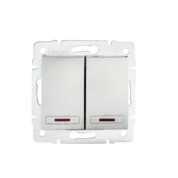   Kanlux MOWION DOMO 24843 csillárkapcsoló (105), ezüst burkolattal, keret nélkül, süllyesztett, jelzőfénnyel, rugós bekötés, 10A 250V IP20 (Kanlux 24843)