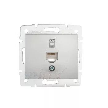  Kanlux MOWION DOMO 24872 Informatikai csatlakozóaljzat 1xRJ45, Cat6 UTP ezüst burkolattal, keret nélkül (Kanlux 24872)