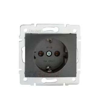   Kanlux MOWION DOMO 24908 földelt csatlakozóaljzat (dugalj) 2P+F grafit burkolattal, rugós bekötés, keret nélkül, süllyesztett, 16A 250V IP20 (Kanlux 24908)