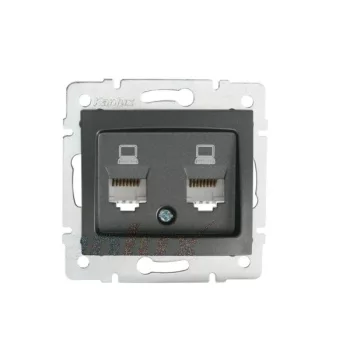   Kanlux MOWION DOMO 24932 Informatikai csatlakozóaljzat 2xRJ45, Cat5e UTP grafit burkolattal, keret nélkül (Kanlux 24932)