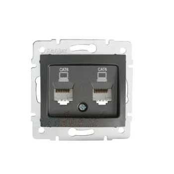   Kanlux MOWION DOMO 24933 Informatikai csatlakozóaljzat 2xRJ45, Cat6 UTP grafit burkolattal, keret nélkül (Kanlux 24933)
