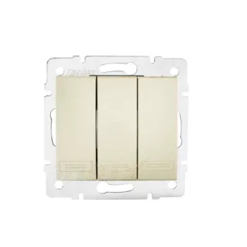   Kanlux MOWION DOMO 24958 Hármas kapcsoló, gyöngyház fehér burkolattal, keret nélkül, süllyesztett, rugós bekötés, 10A 250V IP20 (Kanlux 24958)