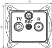 Kanlux MOWION DOMO 24983 Átmenő TV-Rádió-SAT csatlakozóaljzat, gyöngyház fehér burkolattal, keret nélkül, IP20 (Kanlux 24983)