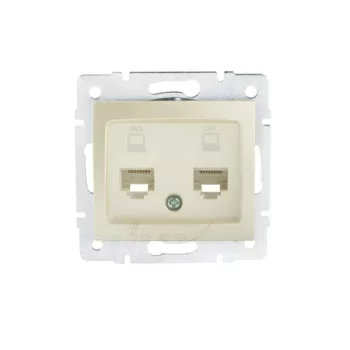   Kanlux MOWION DOMO 24992 Informatikai csatlakozóaljzat 2xRJ45, Cat6 UTP gyöngyház fehér burkolattal, keret nélkül (Kanlux 24992)