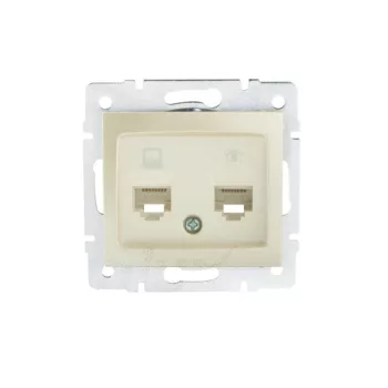   Kanlux MOWION DOMO 24993 kombinált Informatikai csatlakozóaljzat 1xRJ11 + 1xRJ45 Cat5e UTP gyöngyház fehér burkolattal, keret nélkül (Kanlux 24993)