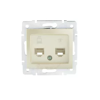   Kanlux MOWION DOMO 24994 kombinált Informatikai csatlakozóaljzat 1xRJ11 + 1xRJ45 Cat6 UTP gyöngyház fehér burkolattal, keret nélkül (Kanlux 24994)