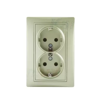   Kanlux MOWION DOMO 25035 földelt csatlakozóaljzat (dugalj) 2x2P+F pezsgő burkolattal, rugós bekötés, kerettel, süllyesztett, 16A 250V IP20 (Kanlux 25035)