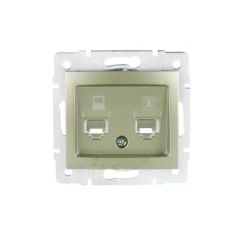   Kanlux MOWION DOMO 25052 kombinált Informatikai csatlakozóaljzat 1xRJ11 + 1xRJ45 Cat5e UTP pezsgő burkolattal, keret nélkül (Kanlux 25052)