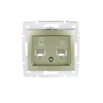   Kanlux MOWION DOMO 25053 kombinált Informatikai csatlakozóaljzat 1xRJ11 + 1xRJ45 Cat6 UTP pezsgő burkolattal, keret nélkül (Kanlux 25053)