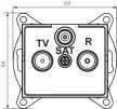 Kanlux MOWION LOGI 25103 Végzáró TV-Rádió-SAT csatlakozóaljzat, fehér burkolattal, keret nélkül, IP20 (Kanlux 25103)