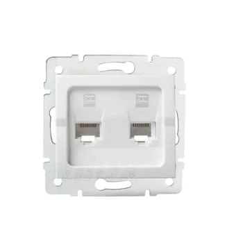   Kanlux MOWION LOGI 25111 Informatikai csatlakozóaljzat 2xRJ45, Cat6 UTP fehér burkolattal, keret nélkül (Kanlux 25111)