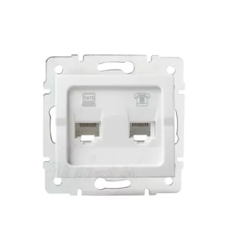   Kanlux MOWION LOGI 25113 kombinált Informatikai csatlakozóaljzat 1xRJ11 + 1xRJ45 Cat6 UTP fehér burkolattal, keret nélkül (Kanlux 25113)