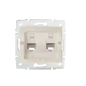   Kanlux MOWION LOGI 25169 Informatikai csatlakozóaljzat 2xRJ45, Cat5e UTP krém burkolattal, keret nélkül (Kanlux 25169)