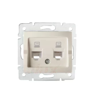   Kanlux MOWION LOGI 25170 Informatikai csatlakozóaljzat 2xRJ45, Cat6 UTP krém burkolattal, keret nélkül (Kanlux 25170)