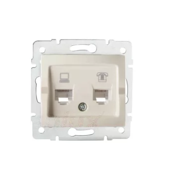   Kanlux MOWION LOGI 25171 kombinált Informatikai csatlakozóaljzat 1xRJ11 + 1xRJ45 Cat5e UTP krém burkolattal, keret nélkül (Kanlux 25171)