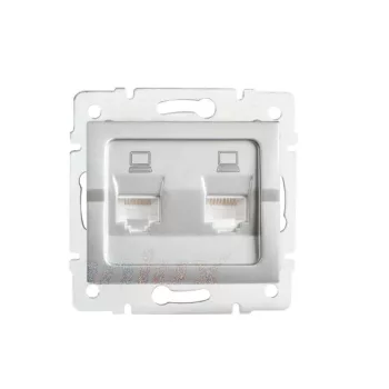   Kanlux MOWION LOGI 25228 Informatikai csatlakozóaljzat 2xRJ45, Cat5e UTP ezüst burkolattal, keret nélkül (Kanlux 25228)