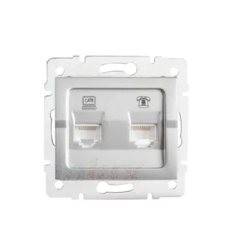   Kanlux MOWION LOGI 25231 kombinált Informatikai csatlakozóaljzat 1xRJ11 + 1xRJ45 Cat6 UTP ezüst burkolattal, keret nélkül (Kanlux 25231)