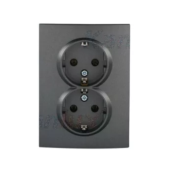   Kanlux MOWION LOGI 25272 földelt csatlakozóaljzat (dugalj) 2x2P+F grafit burkolattal, csavaros bekötés, kerettel, süllyesztett, 16A 250V IP20 (Kanlux 25272)