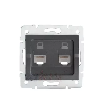   Kanlux MOWION LOGI 25287 Informatikai csatlakozóaljzat 2xRJ45, Cat5e UTP grafit burkolattal, keret nélkül (Kanlux 25287)