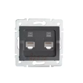   Kanlux MOWION LOGI 25288 Informatikai csatlakozóaljzat 2xRJ45, Cat6 UTP grafit burkolattal, keret nélkül (Kanlux 25288)